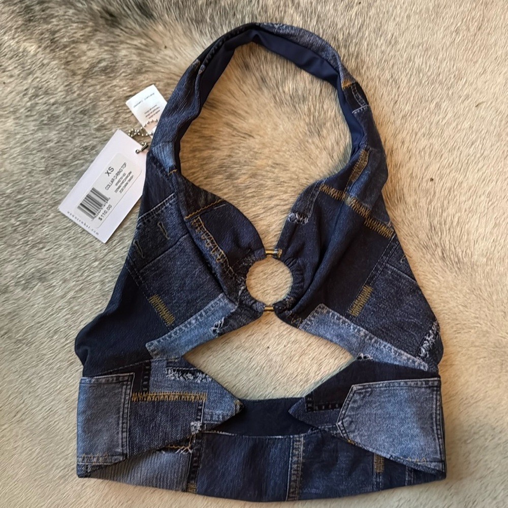 NWT We Wore What denim bikini top